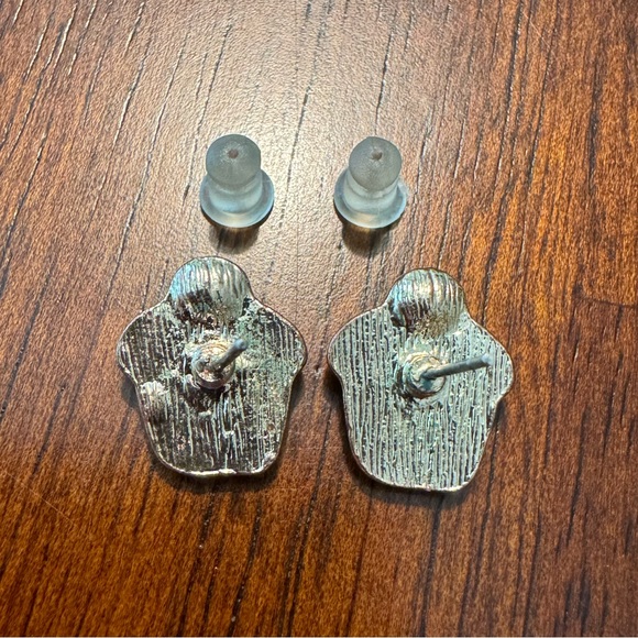 For Ma Only! Cupcake pierced earrings, EUC. Enamel with gem on top. - Picture 3 of 4